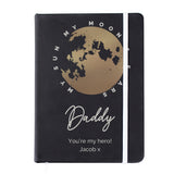 Personalised Moon & Stars Black Hardback Notebook: 7 - Notebooks By Gift Moments