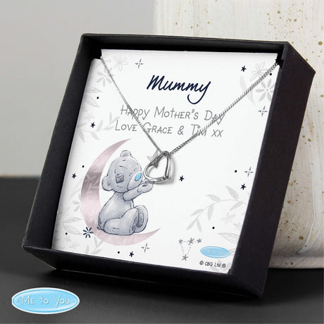 Personalised Moon & Stars Me To You Sentiment Silver Tone Necklace and Box: 1 - Necklaces