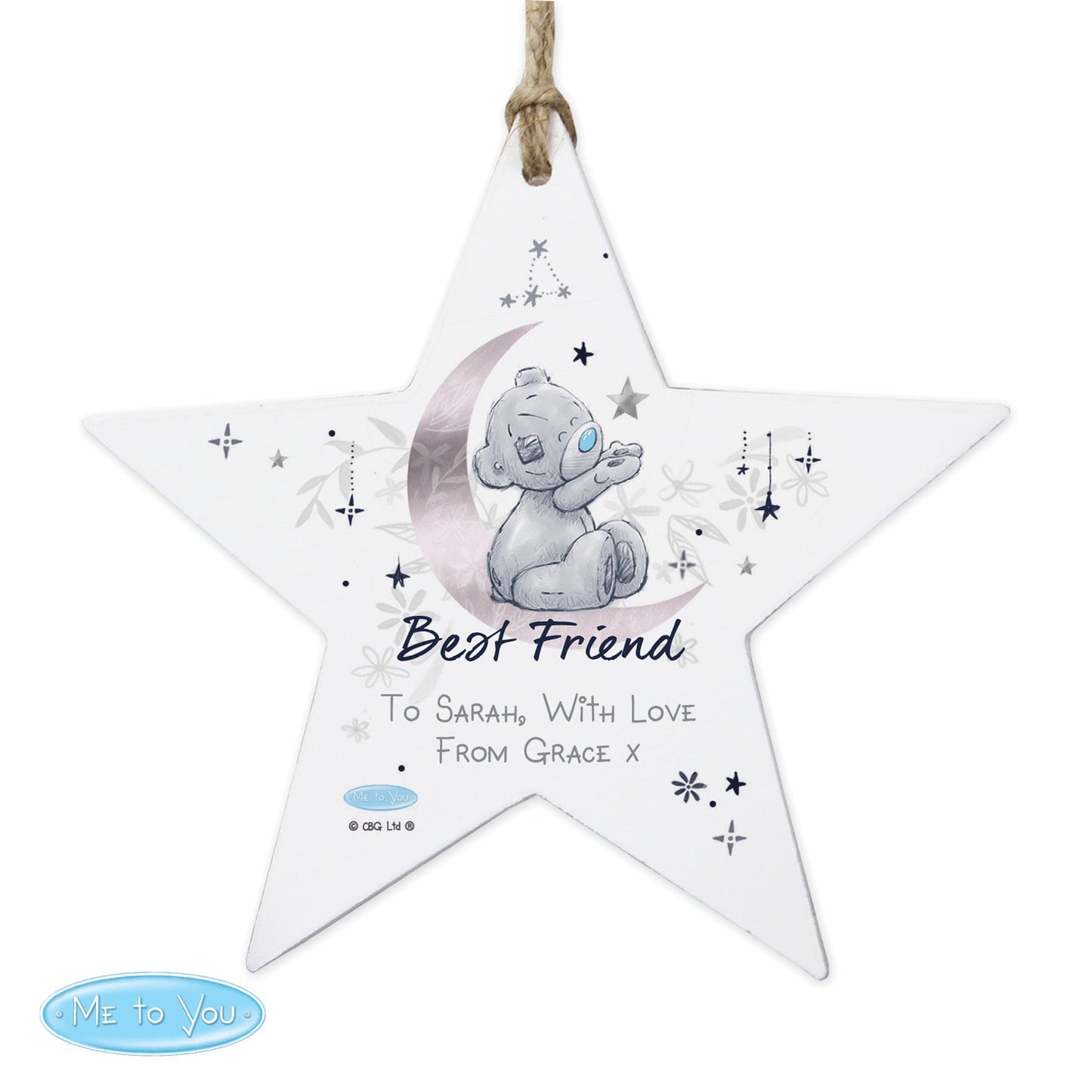 Personalised Moon & Stars Me To You Wooden Star Decoration: 4 - Signs & Plaques