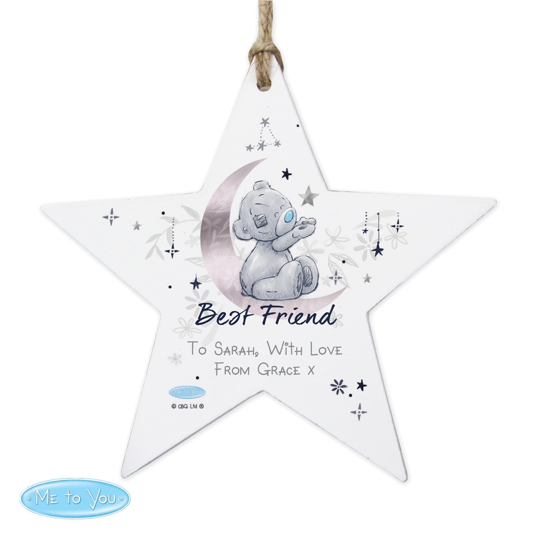 Personalised Moon & Stars Me To You Wooden Star Decoration: 4 - Signs & Plaques