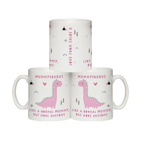 Personalised More Awesome Pink Dinosaur Mug: 3 - Mugs By Gift Moments
