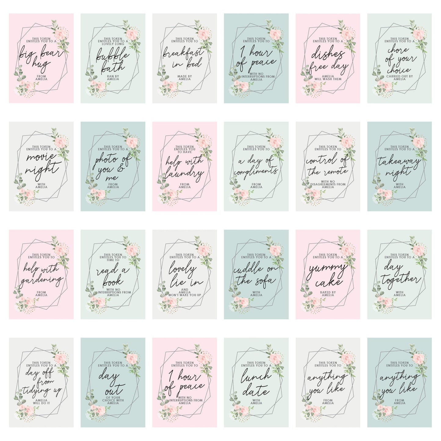 Personalised Mothers Day Voucher Cards: 5 - Keepsakes By Gift Moments