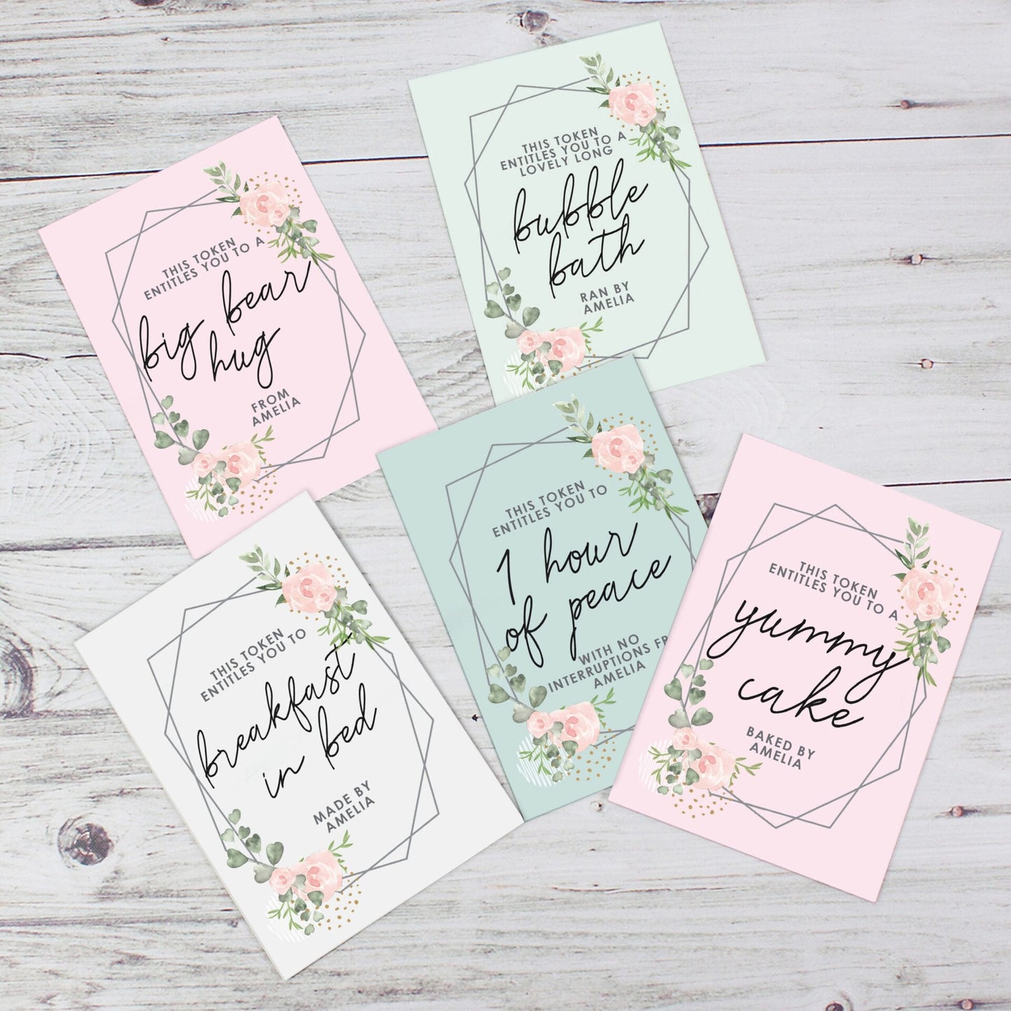 Personalised Mothers Day Voucher Cards: 4 - Keepsakes By Gift Moments