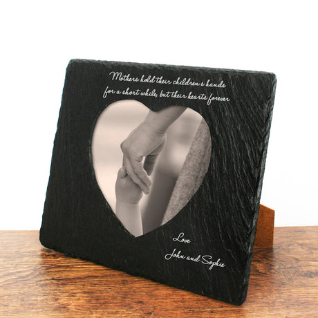 Personalised Mothers Hands & Hearts Slate Photo Frame: 1 Photo Frames By Gift Moments