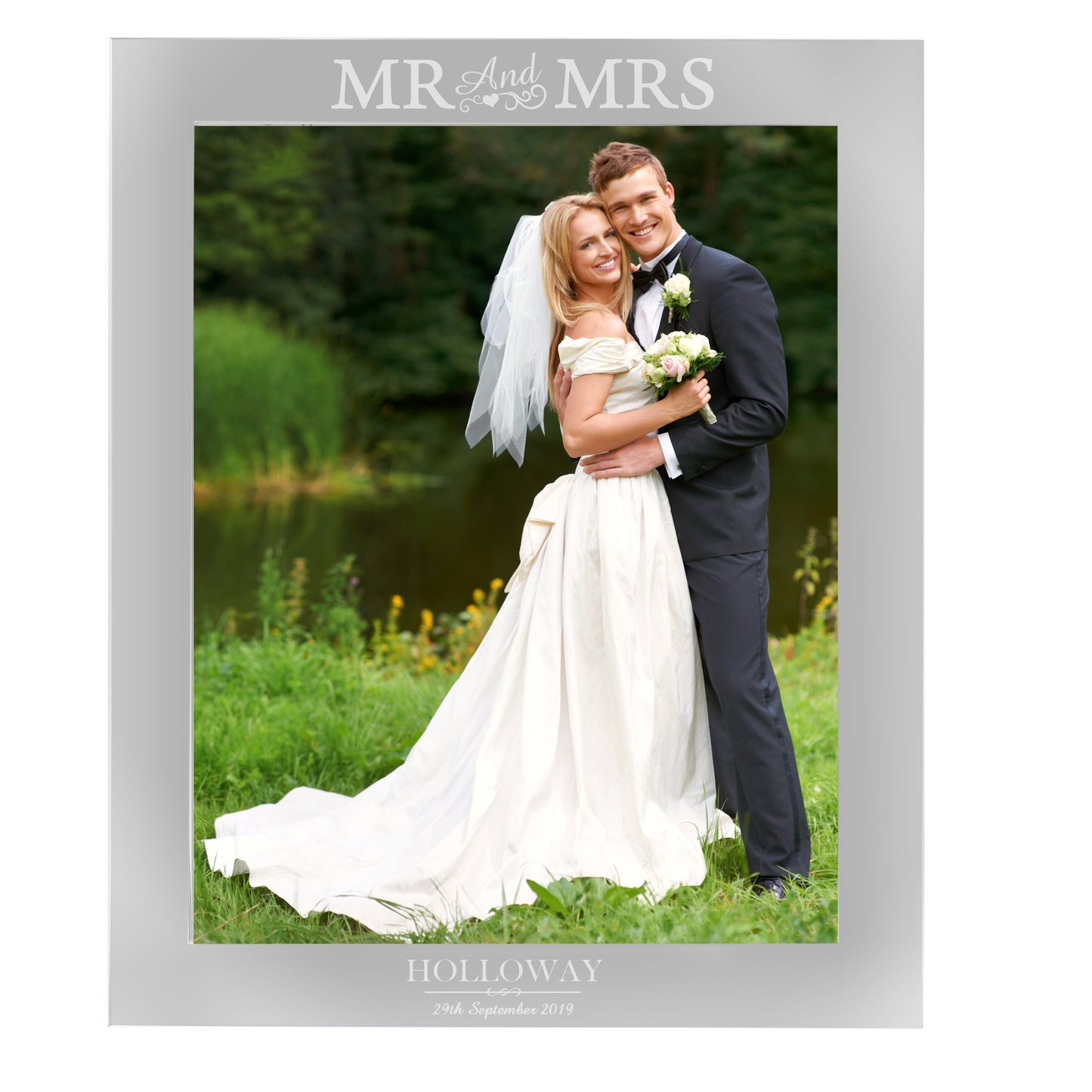 Personalised Mr & Mrs 10x8 Silver Photo Frame: 2 - Photo Frames By Gift Moments