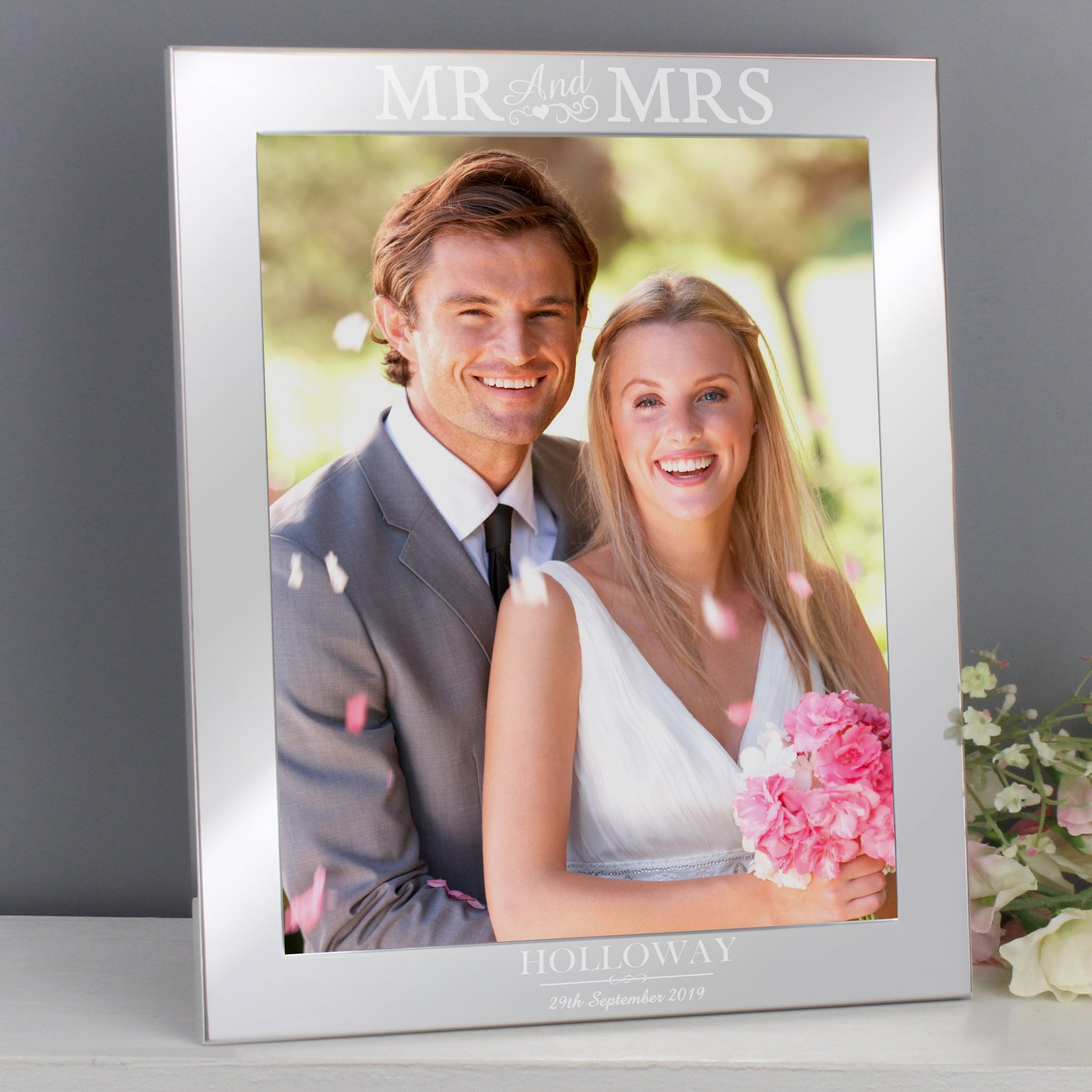 Personalised Mr & Mrs 10x8 Silver Photo Frame: 5 - Photo Frames By Gift Moments