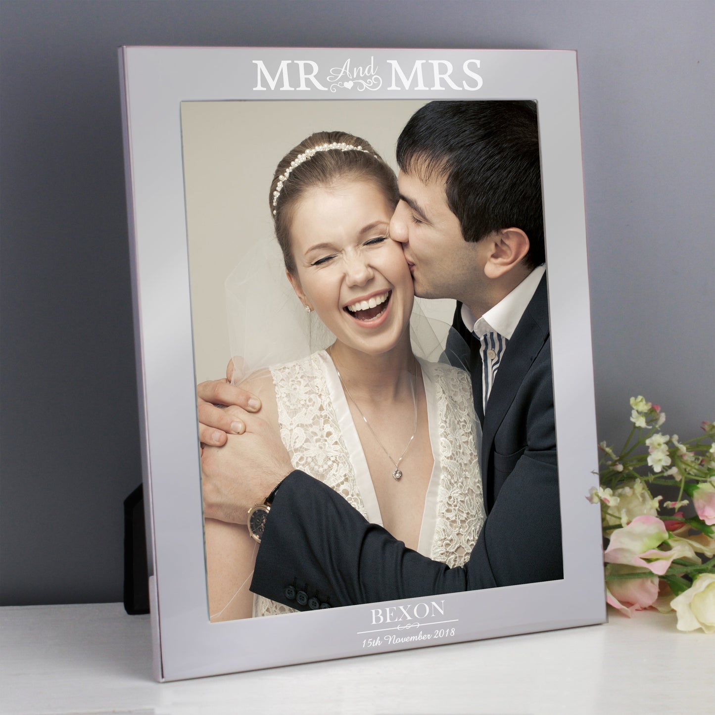 Personalised Mr & Mrs 10x8 Silver Photo Frame: 7 - Photo Frames By Gift Moments