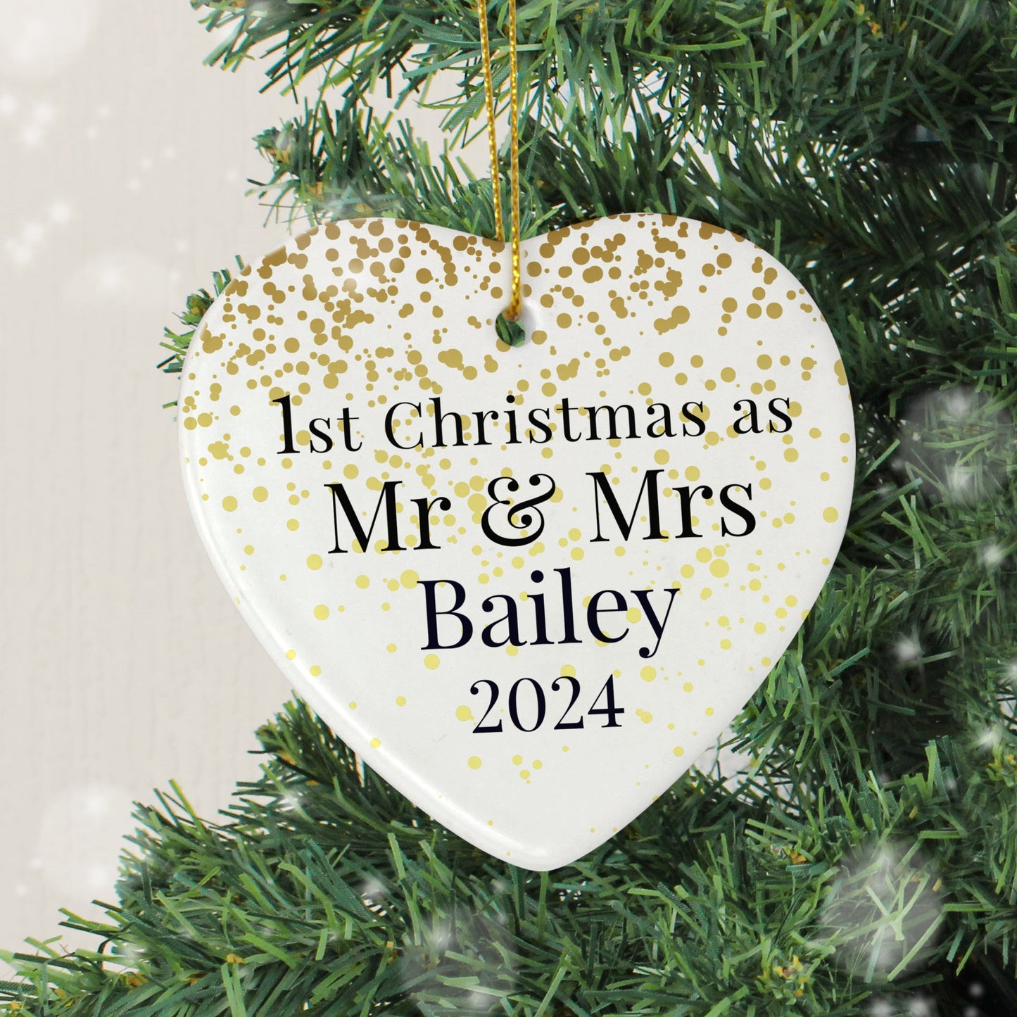 Personalised Mr and Mrs 1st Christmas Ceramic Heart Decoration: 2 - Christmas Decorations By Gift Moments