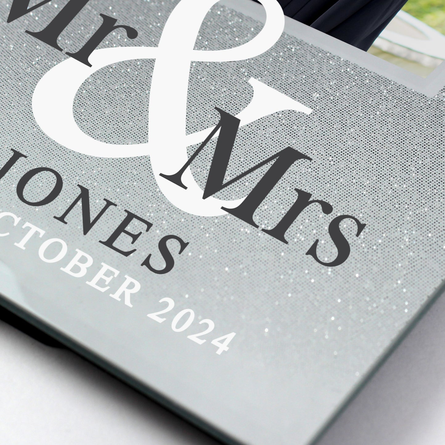 Personalised Mr & Mrs 4x4 Glitter Glass Photo Frame: 6 - Photo Frames By Gift Moments
