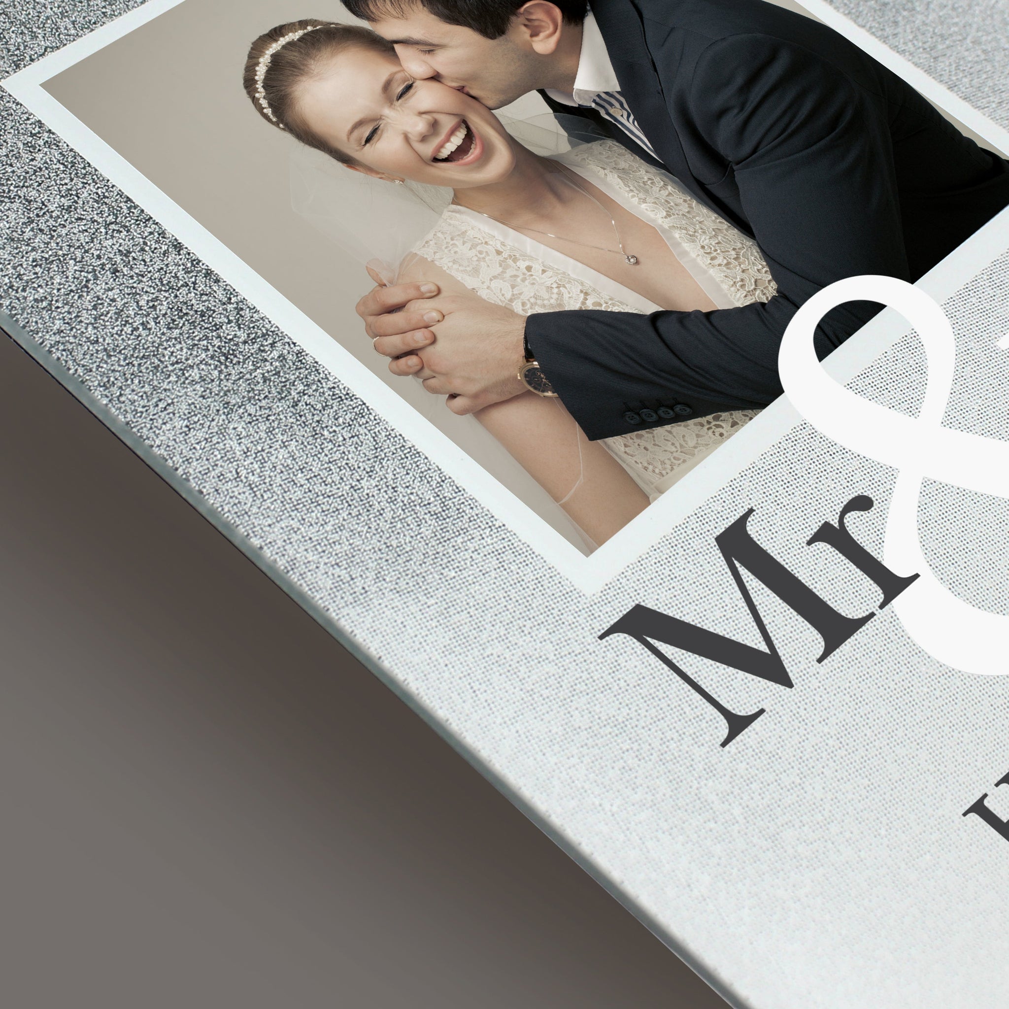 Personalised Mr & Mrs 4x4 Glitter Glass Photo Frame: 5 - Photo Frames By Gift Moments