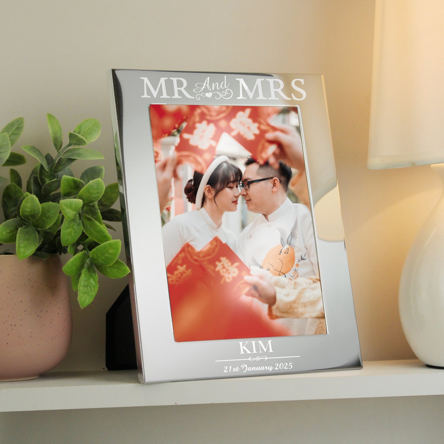Personalised Mr & Mrs 5x7 Silver Photo Frame: 5 - Photo Frames By Gift Moments