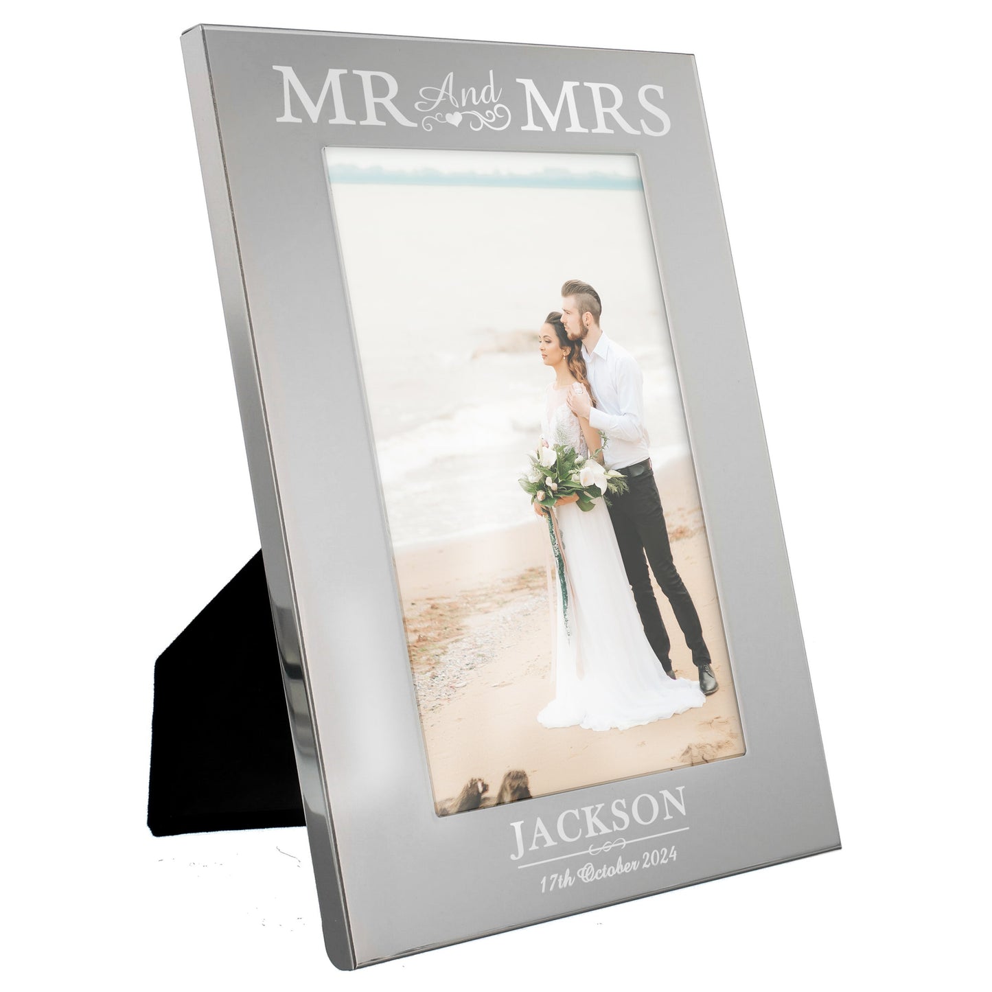 Personalised Mr & Mrs 6x4 Silver Photo Frame: 4 - Photo Frames By Gift Moments