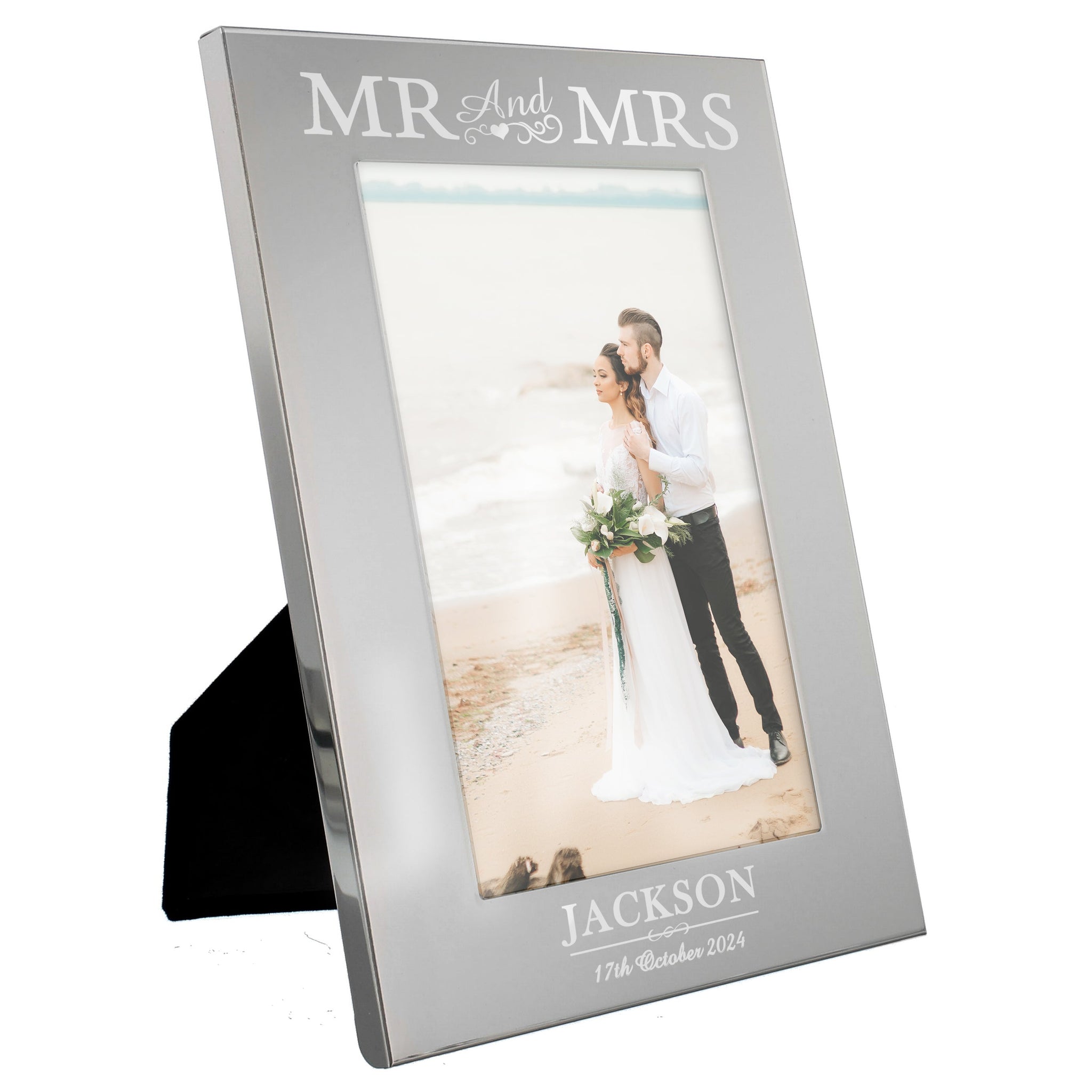 Personalised Mr & Mrs 6x4 Silver Photo Frame: 4 - Photo Frames By Gift Moments