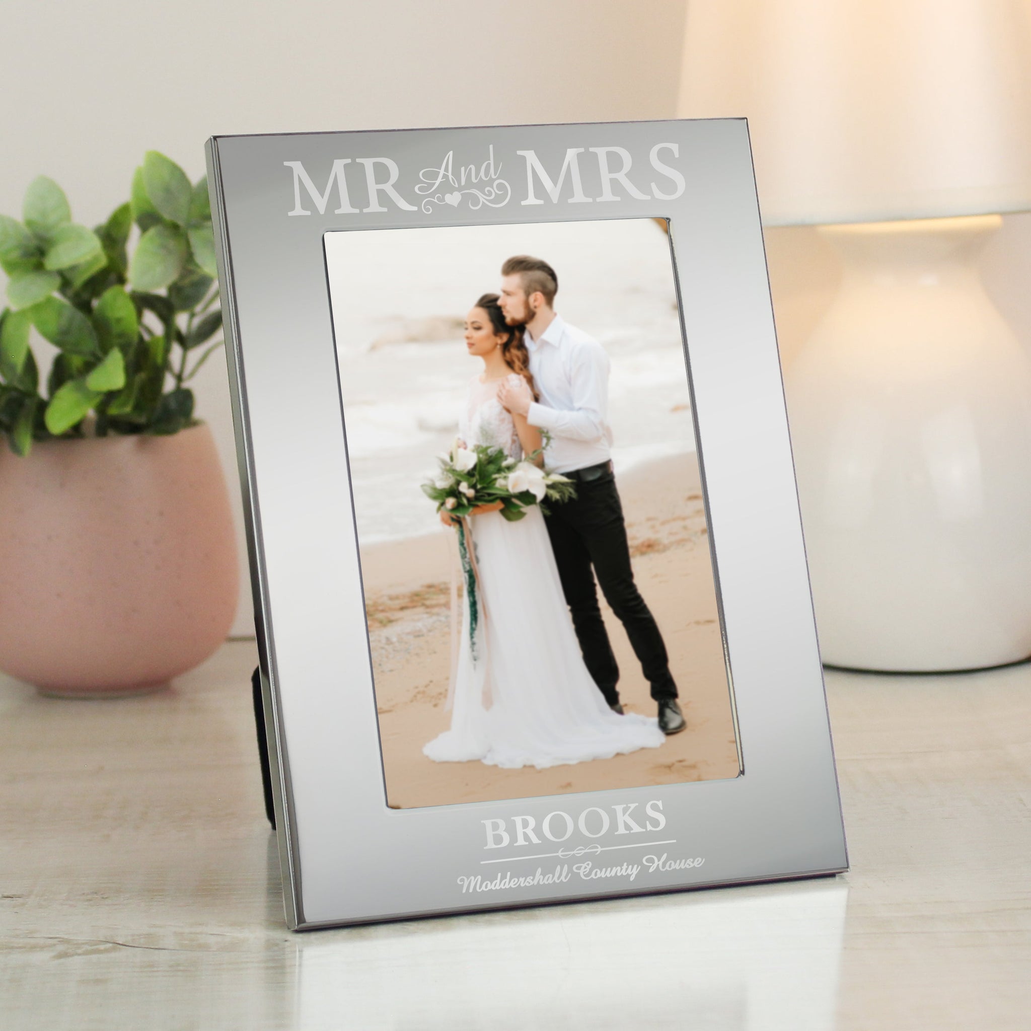 Personalised Mr & Mrs 6x4 Silver Photo Frame: 3 - Photo Frames By Gift Moments