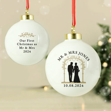 Personalised Mr & Mrs Bauble: 1 - Christmas Baubles By Gift Moments