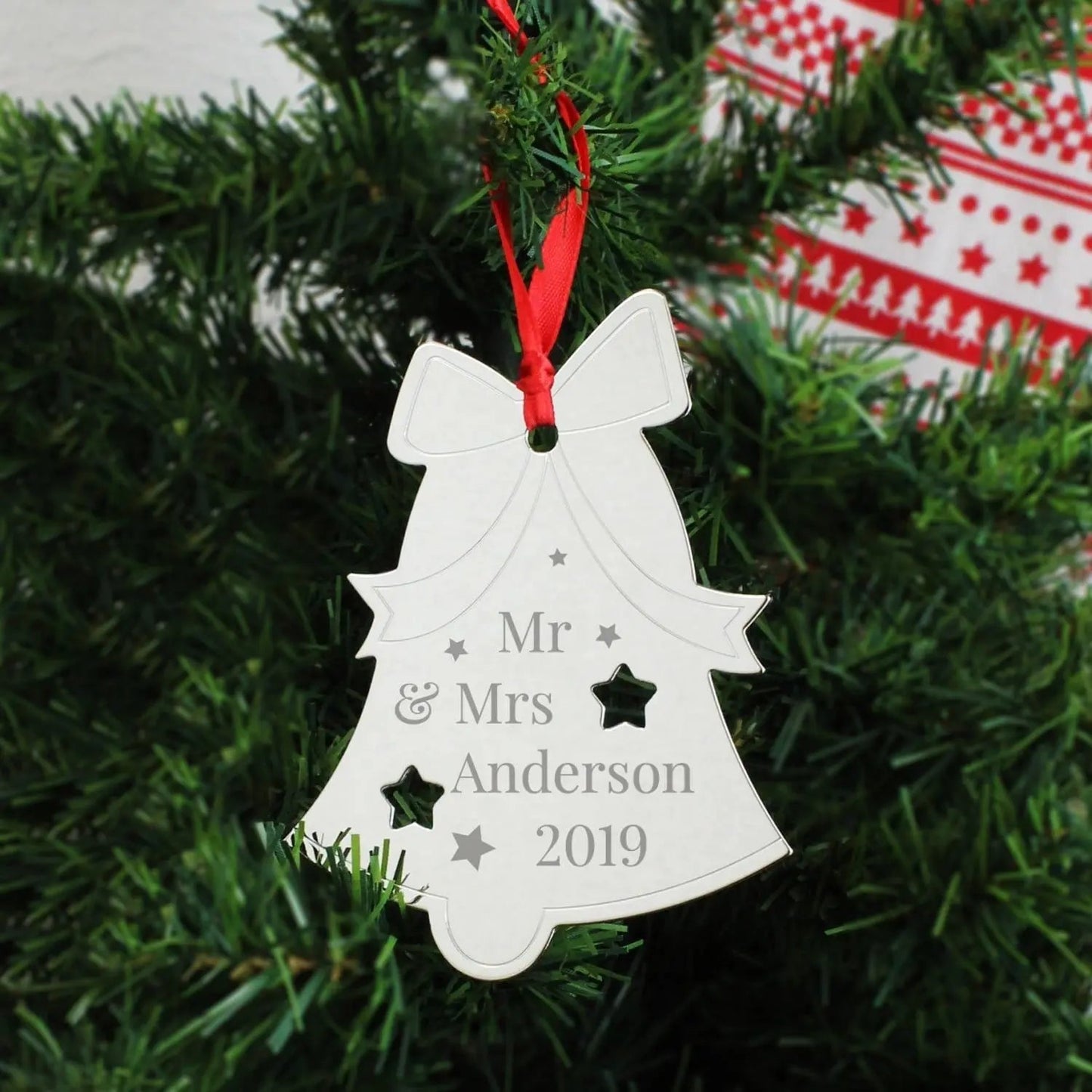 Personalised Mr & Mrs Bell Tree Decoration: 1 - Christmas Decorations By Gift Moments