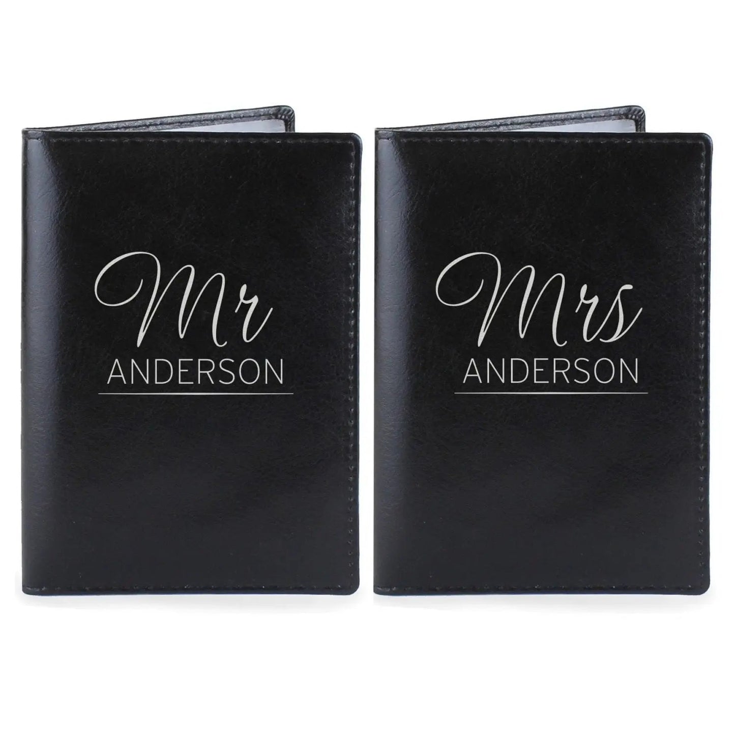 Personalised Mr & Mrs Black Passport Holders: 5 - Passport Holders By Gift Moments