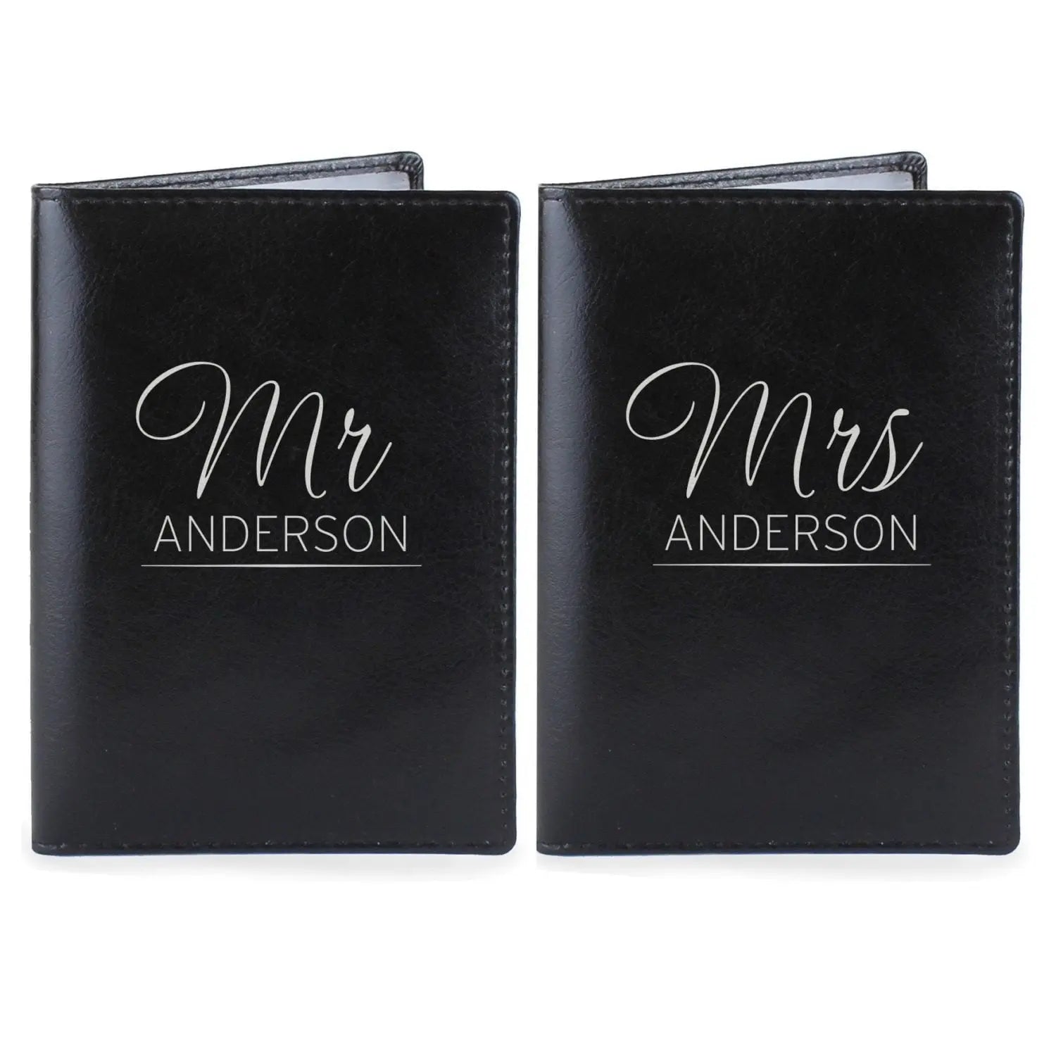 Personalised Mr & Mrs Black Passport Holders: 5 - Passport Holders By Gift Moments