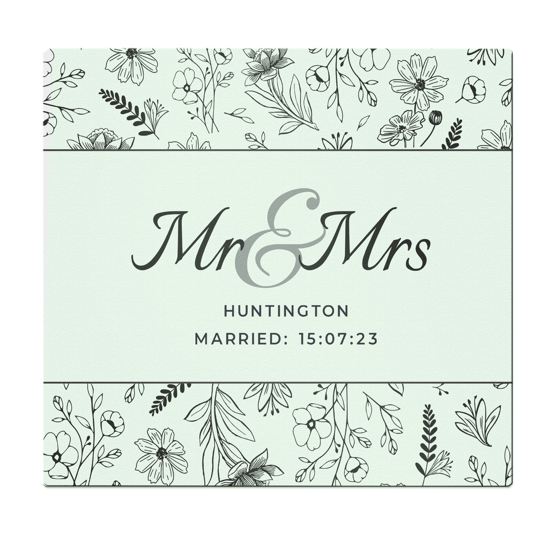Personalised Mr & Mrs Botanical Glass Chopping Board/Worktop Saver: 4 - Chopping Boards By Gift Moments