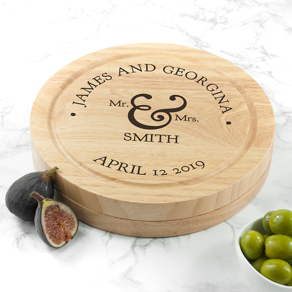 Personalised Mr & Mrs Classic Cheese Board Set: 5 - Cheese Boards By Gift Moments