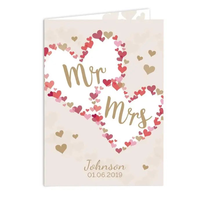 Personalised Mr & Mrs Confetti Hearts Wedding Card: 4 - Greeting Cards By Gift Moments