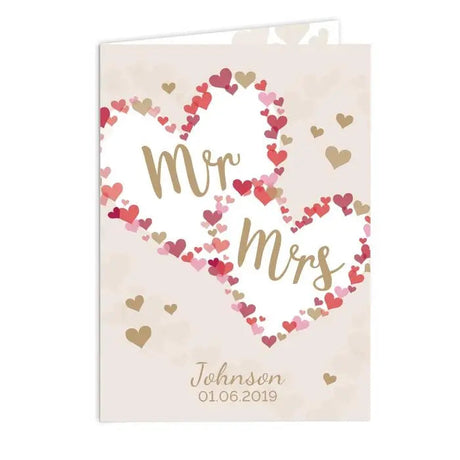 Personalised Mr & Mrs Confetti Hearts Wedding Card: 4 - Greeting Cards By Gift Moments