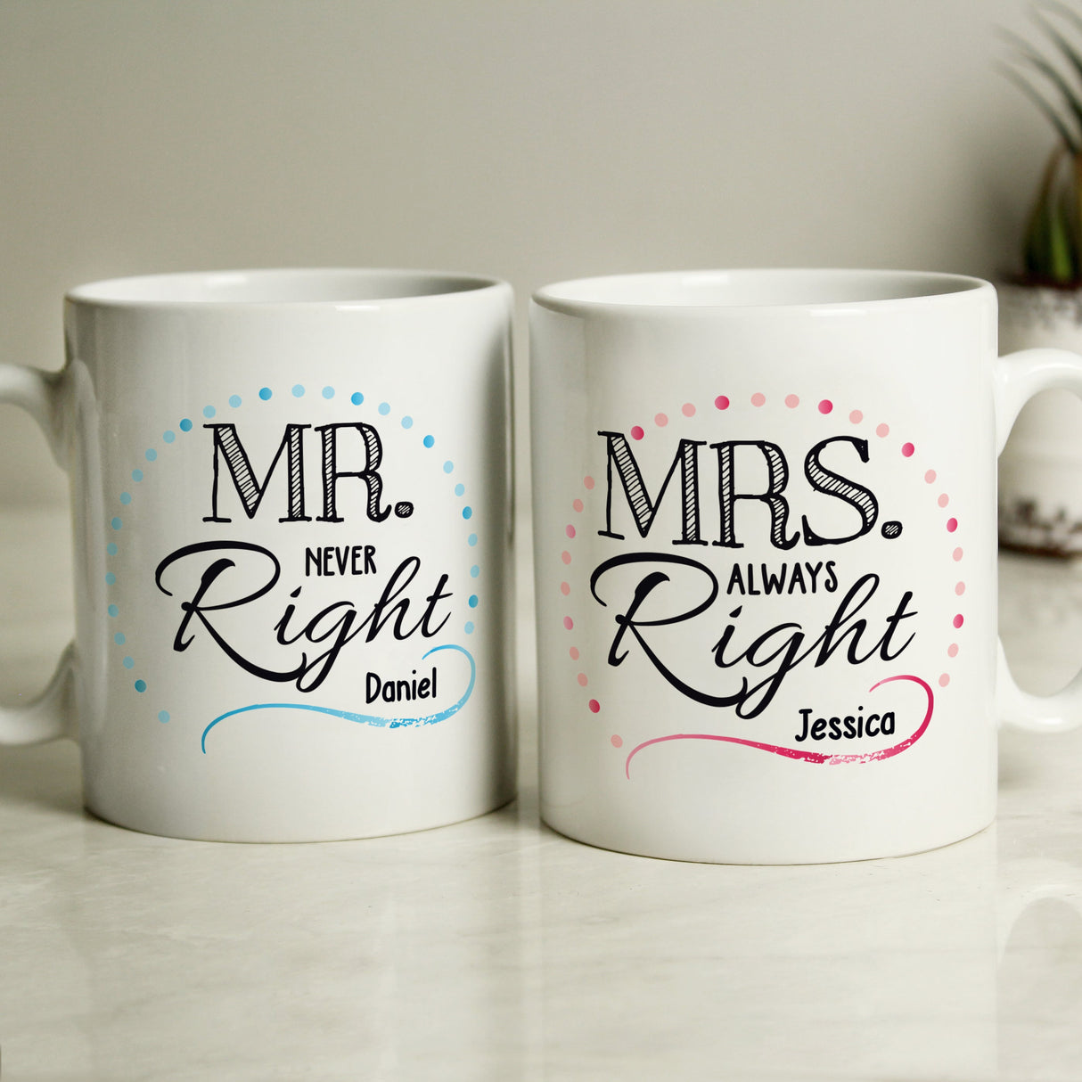 Personalised Mr & Mrs Couples Mug Set: 2 - Mugs By Gift Moments