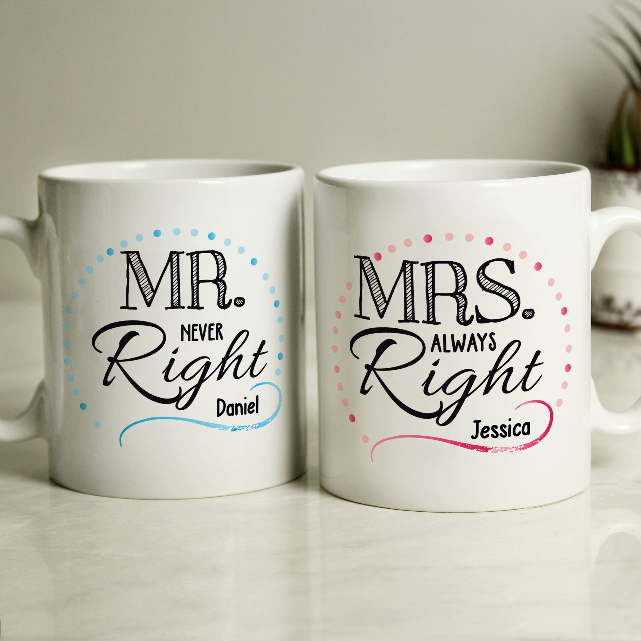 Personalised Mr & Mrs Couples Mug Set: 2 - Mugs By Gift Moments