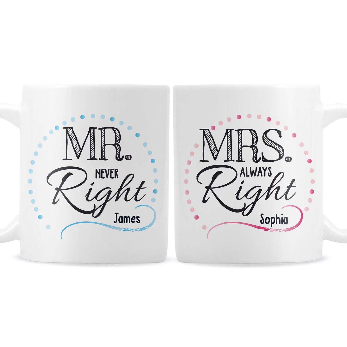 Personalised Mr & Mrs Couples Mug Set: 3 - Mugs By Gift Moments