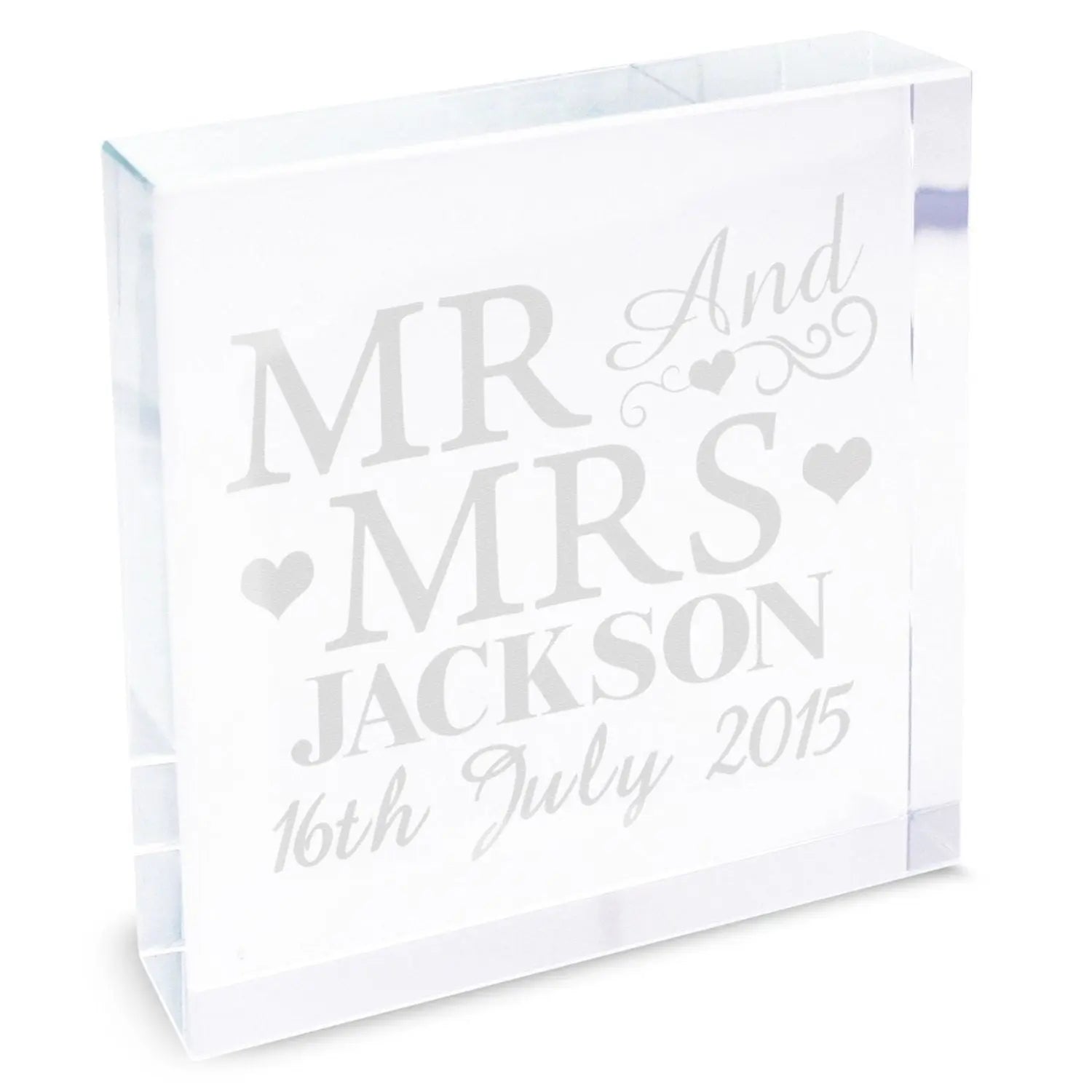 Personalised Mr & Mrs Crystal Token: 2 - Crystal Tokens By Gift Moments