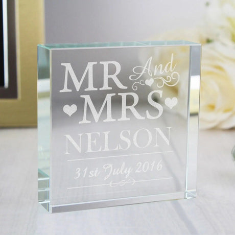 Personalised Mr & Mrs Crystal Token: 1 - Crystal Tokens By Gift Moments
