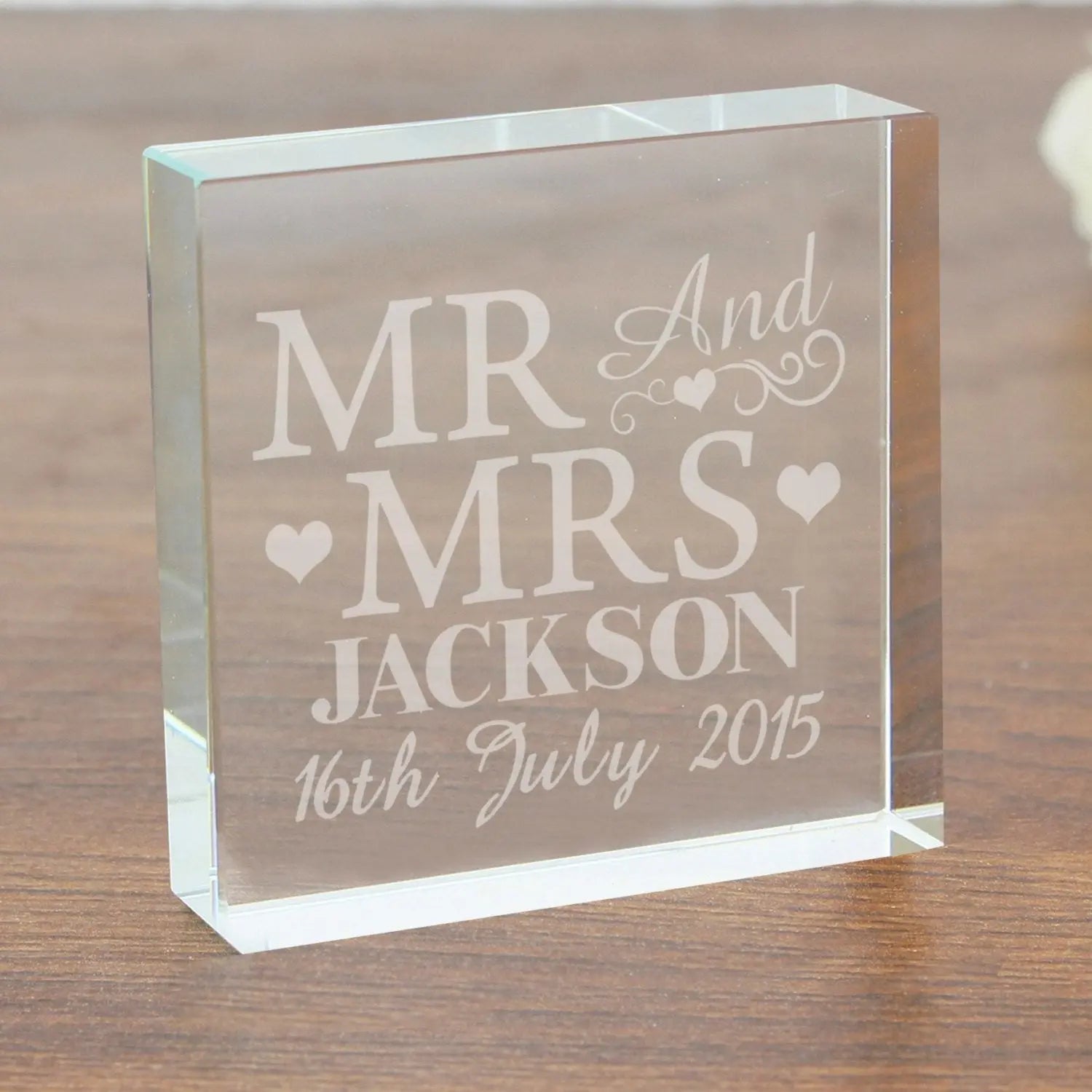 Personalised Mr & Mrs Crystal Token: 3 - Crystal Tokens By Gift Moments
