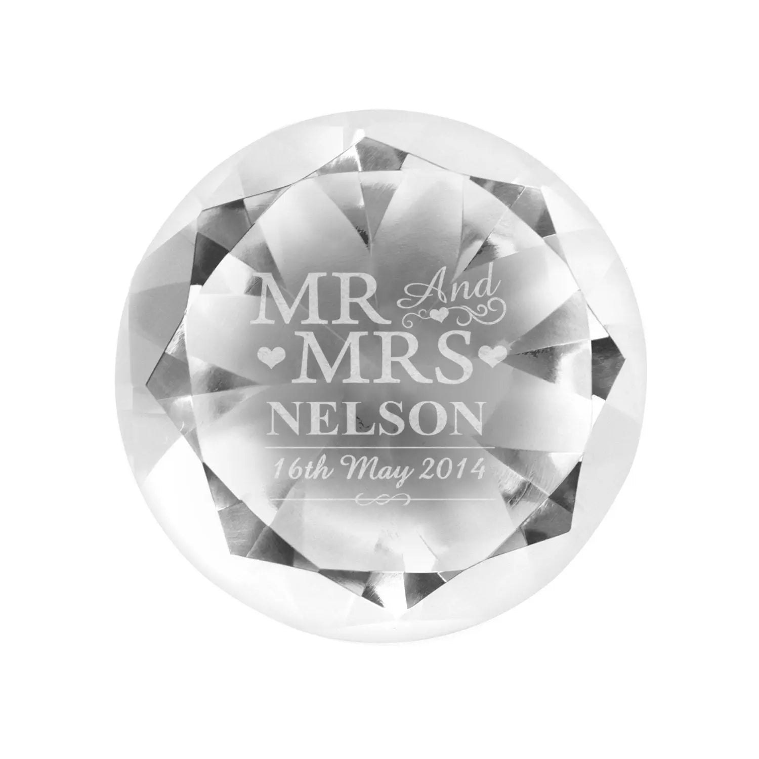 Personalised Mr & Mrs Diamond Paperweight - Shop Paperweights At Gift Moments - 3