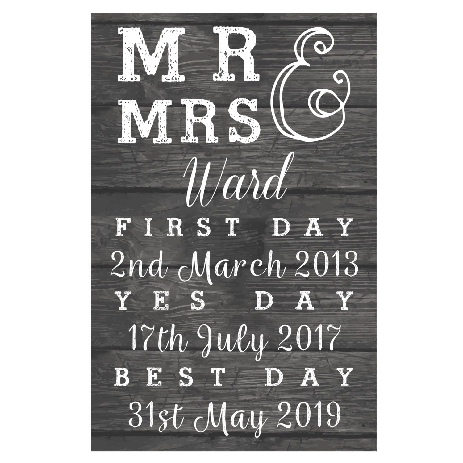 Personalised Mr & Mrs First Day Yes Day & Best Day Metal Sign: 4 - Signs & Plaques By Gift Moments