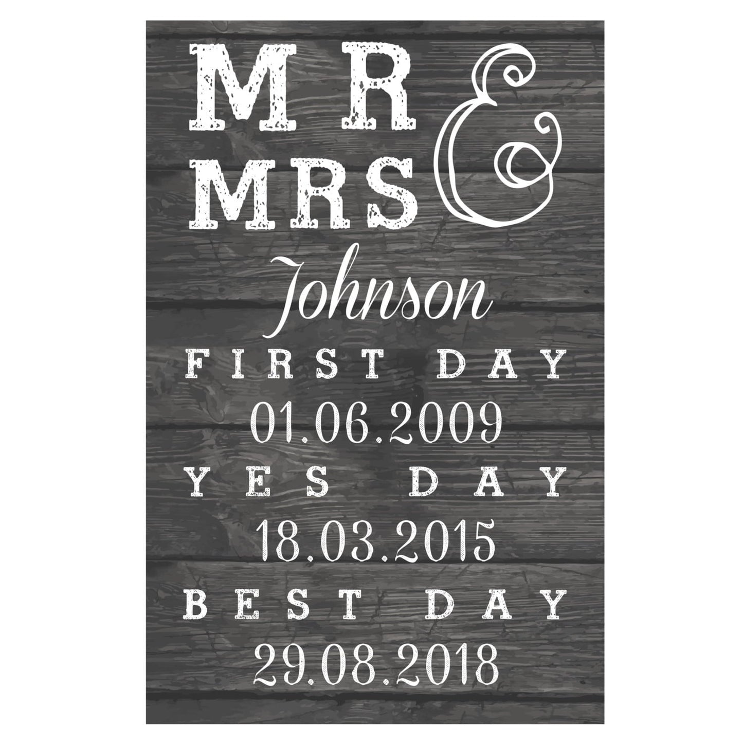 Personalised Mr & Mrs First Day Yes Day & Best Day Metal Sign: 3 - Signs & Plaques By Gift Moments