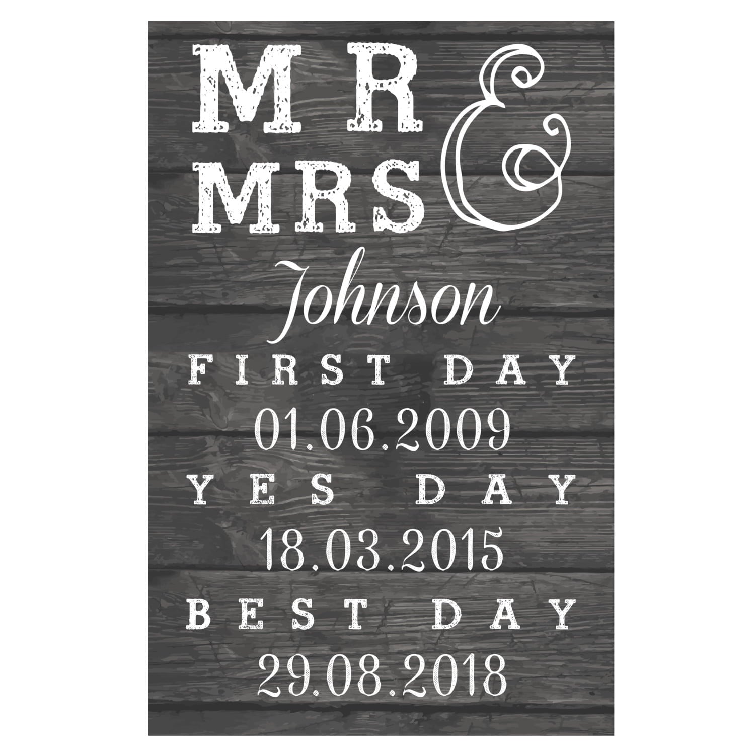 Personalised Mr & Mrs First Day Yes Day & Best Day Metal Sign: 3 - Signs & Plaques By Gift Moments