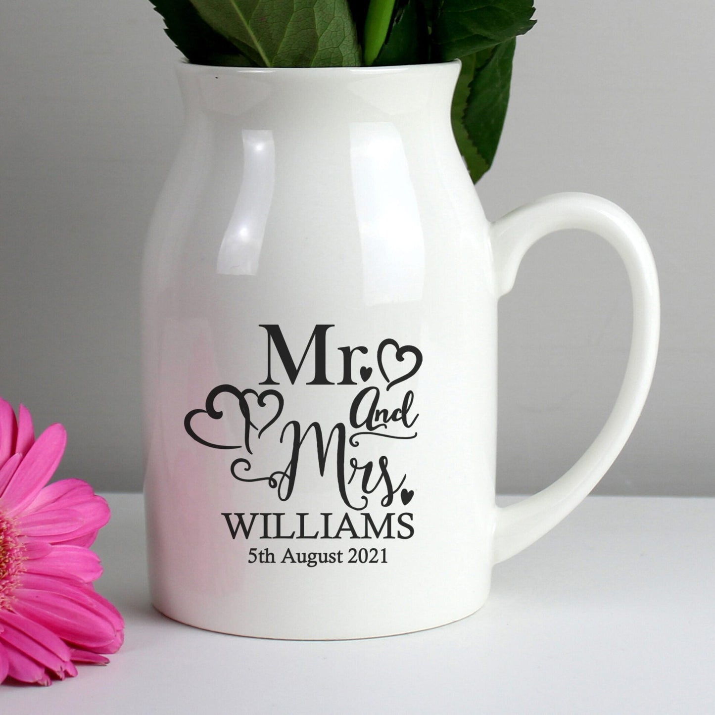 Personalised Mr & Mrs Flower Jug Vase: 3 - Vases By Gift Moments