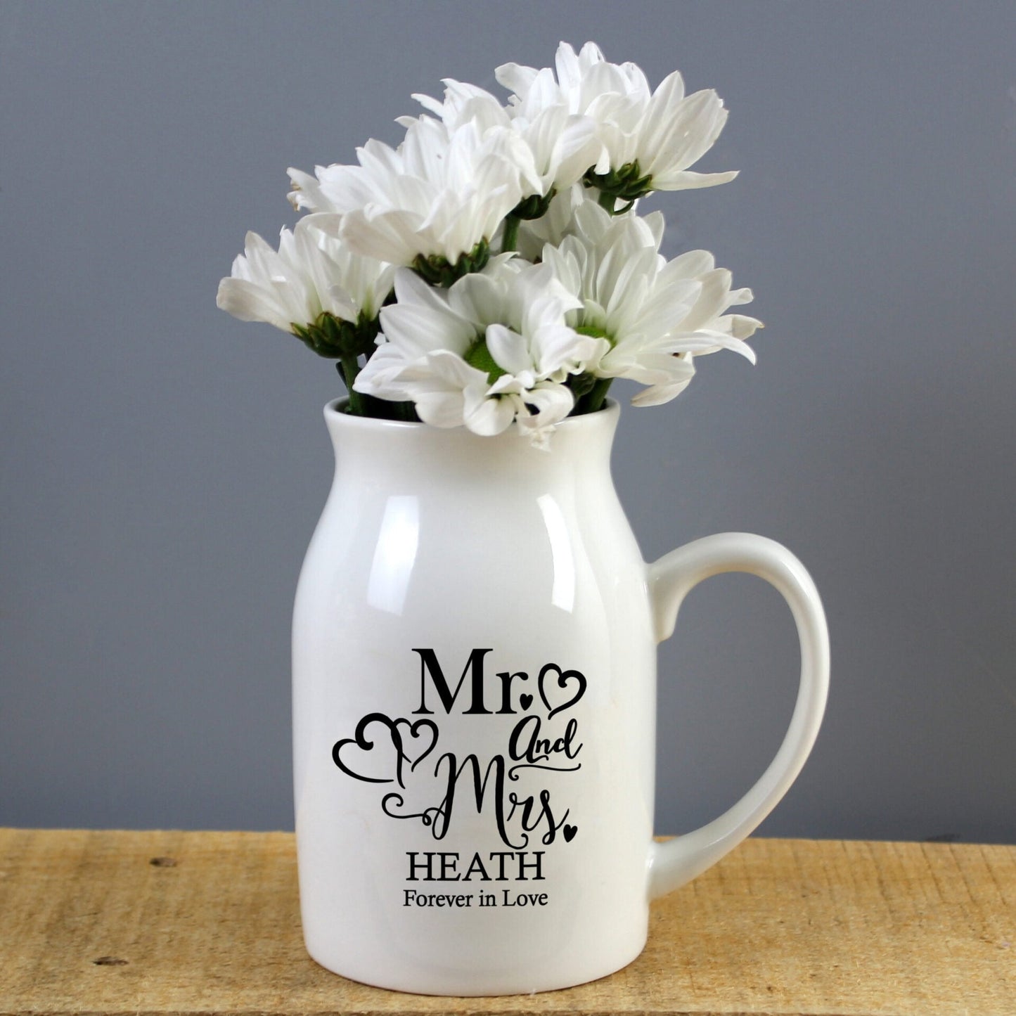 Personalised Mr & Mrs Flower Jug Vase: 1 - Vases By Gift Moments