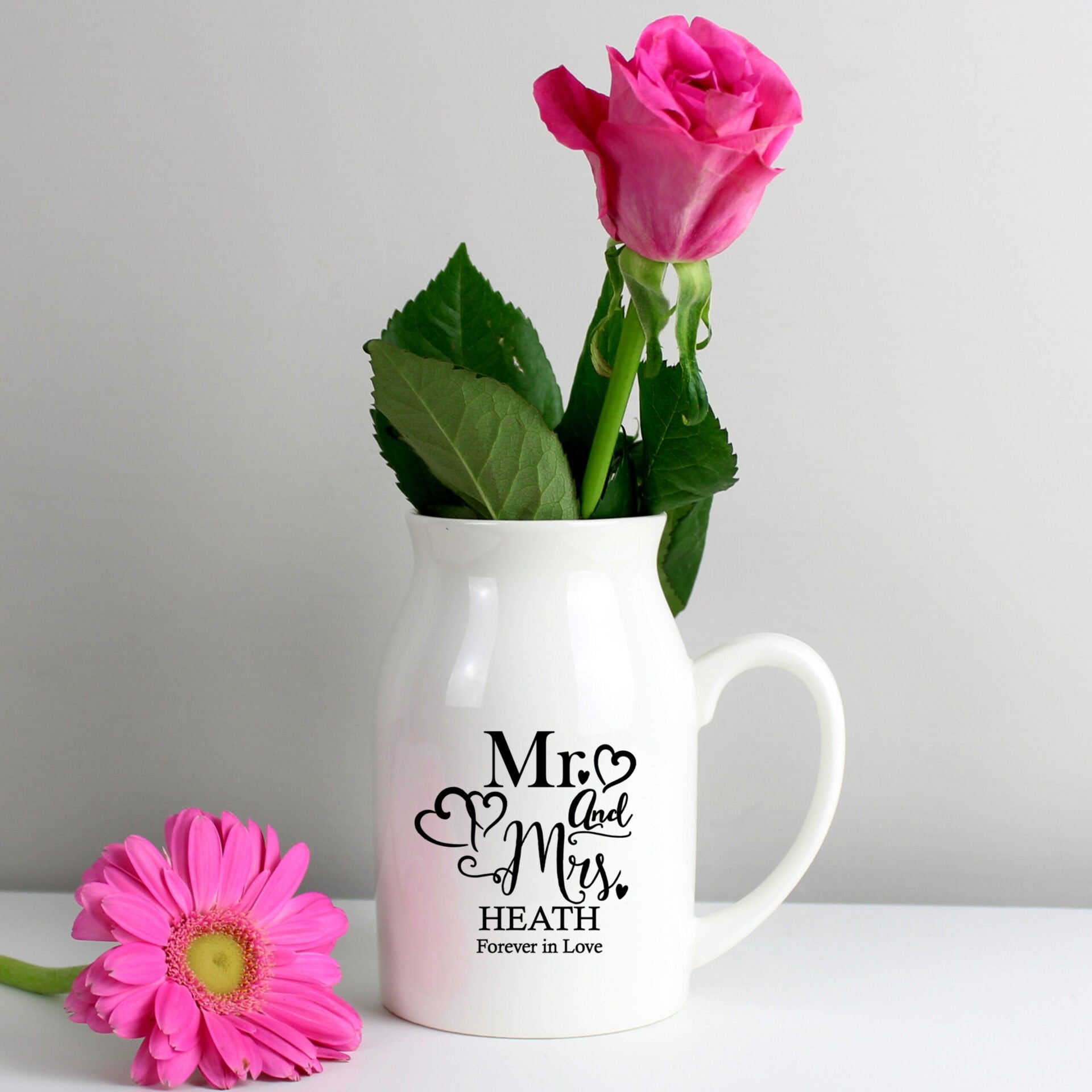 Personalised Mr & Mrs Flower Jug Vase: 2 - Vases By Gift Moments