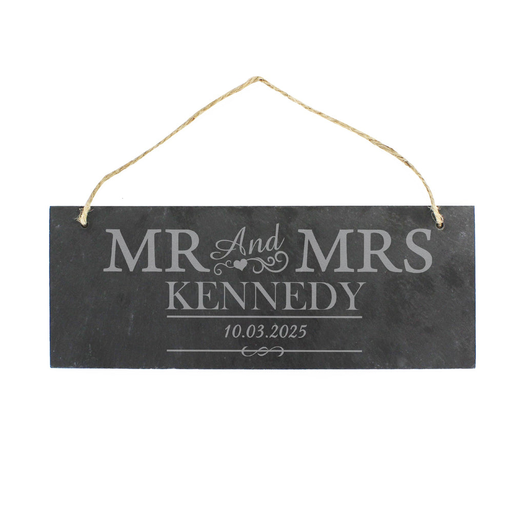 Personalised Mr & Mrs Hanging Slate Plaque - Shop Signs & Plaques At Gift Moments - 3
