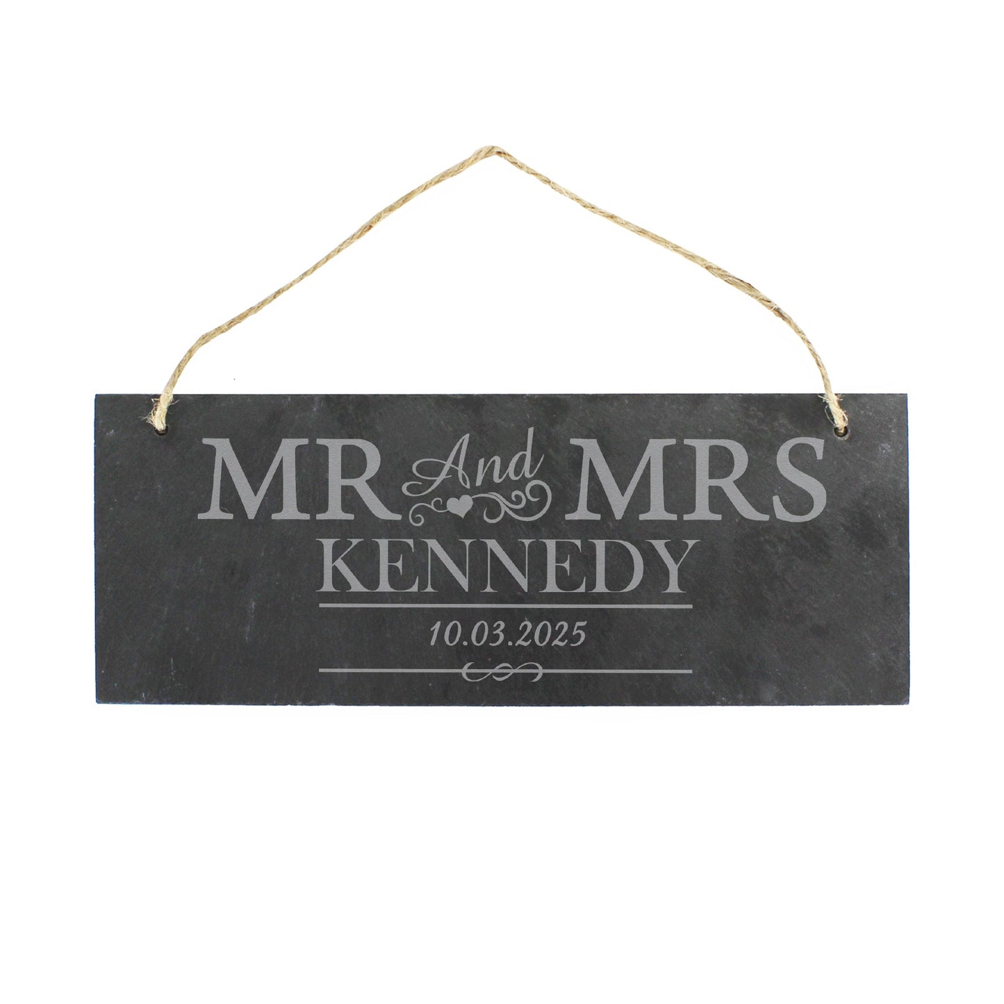 Personalised Mr & Mrs Hanging Slate Plaque: 3 - Signs & Plaques By Gift Moments