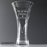 Personalised Mr & Mrs Large Hand Cut Diamante Heart Vase: 1 - Vases By Gift Moments
