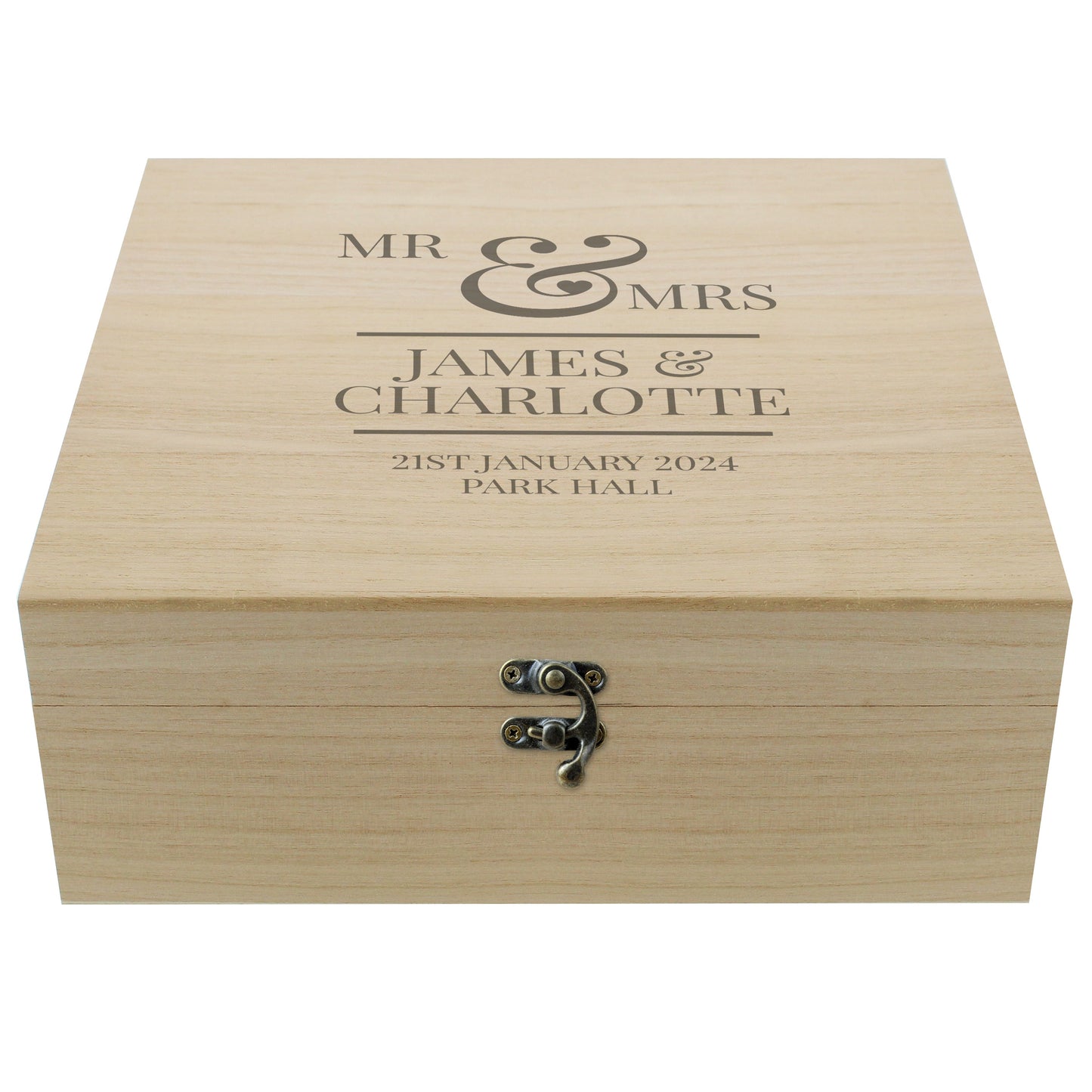 Personalised Mr & Mrs Large Wooden Keepsake Box: 5 - Keepsake Boxes By Gift Moments