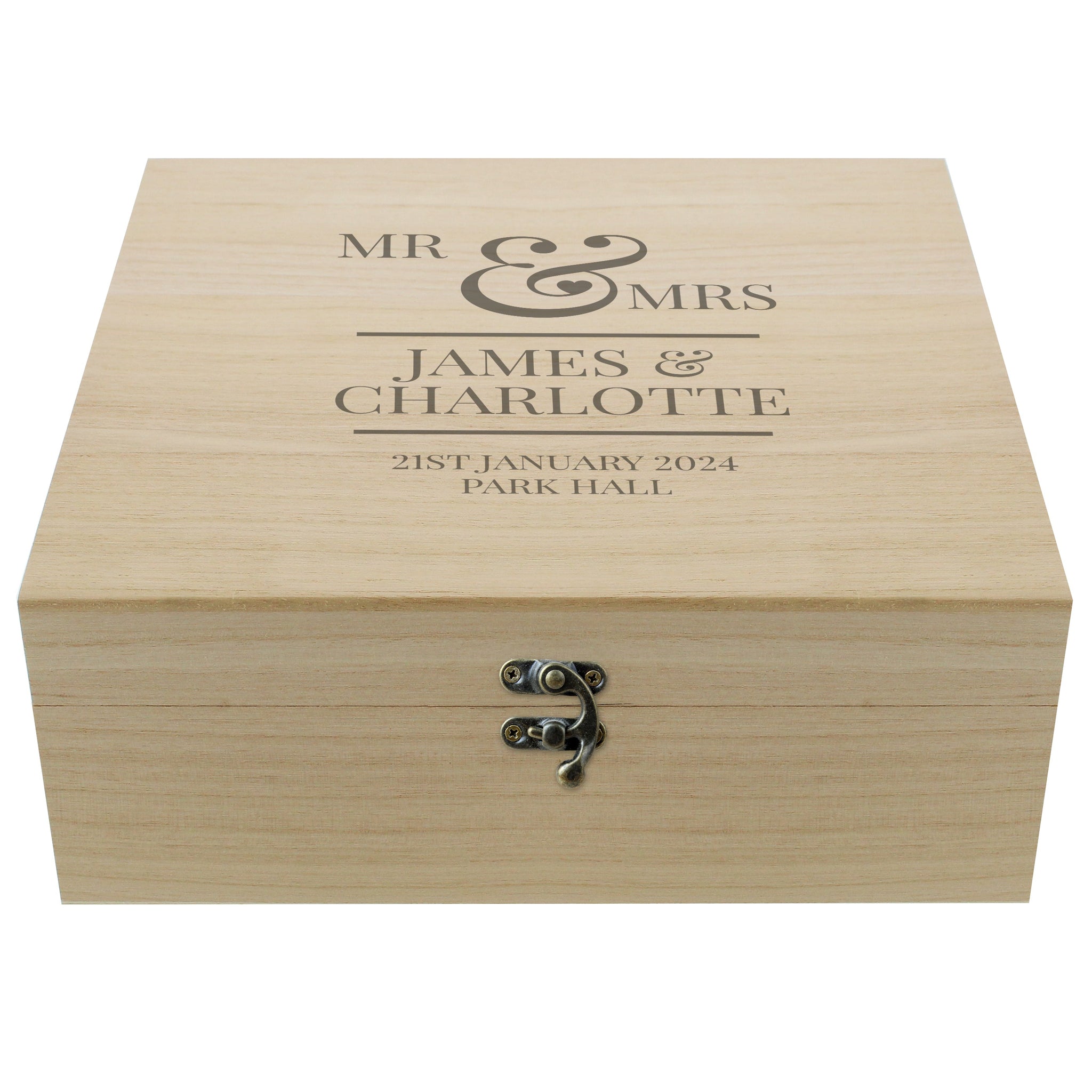 Personalised Mr & Mrs Large Wooden Keepsake Box: 5 - Keepsake Boxes By Gift Moments