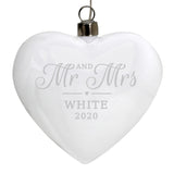 Personalised Mr & Mrs LED Hanging Glass Heart: 3 - LED Lighting By Gift Moments