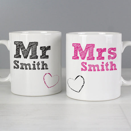 Personalised MR & MRS MUG SET: 1 - Mugs By Gift Moments