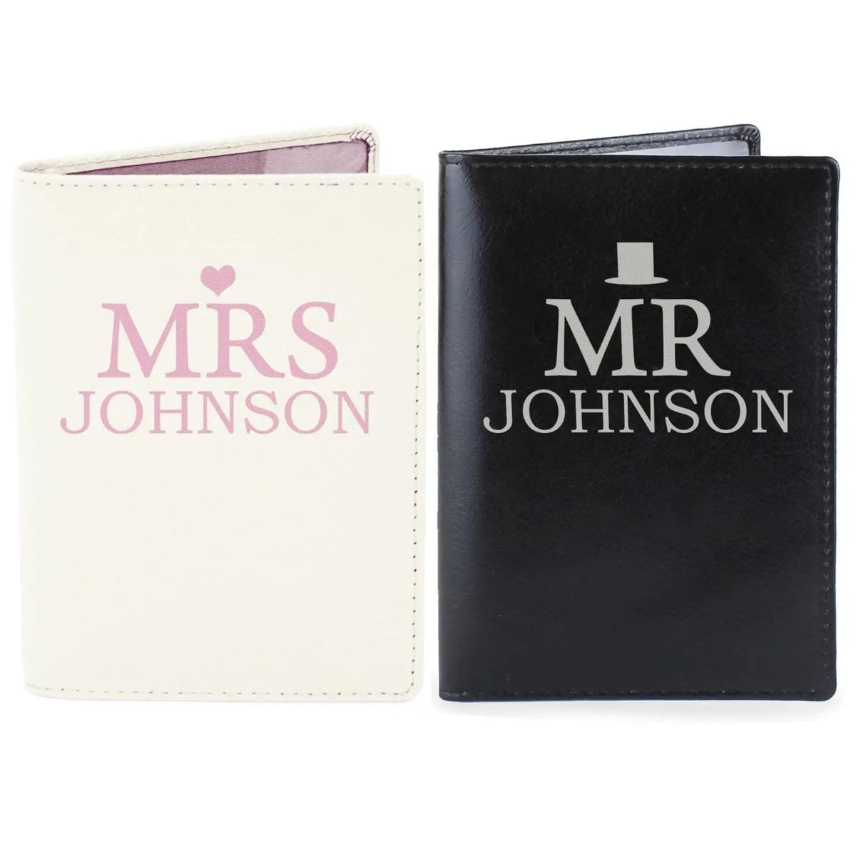 Personalised Mr & Mrs Leather Passport Holders: 2 - Passport Holders By Gift Moments