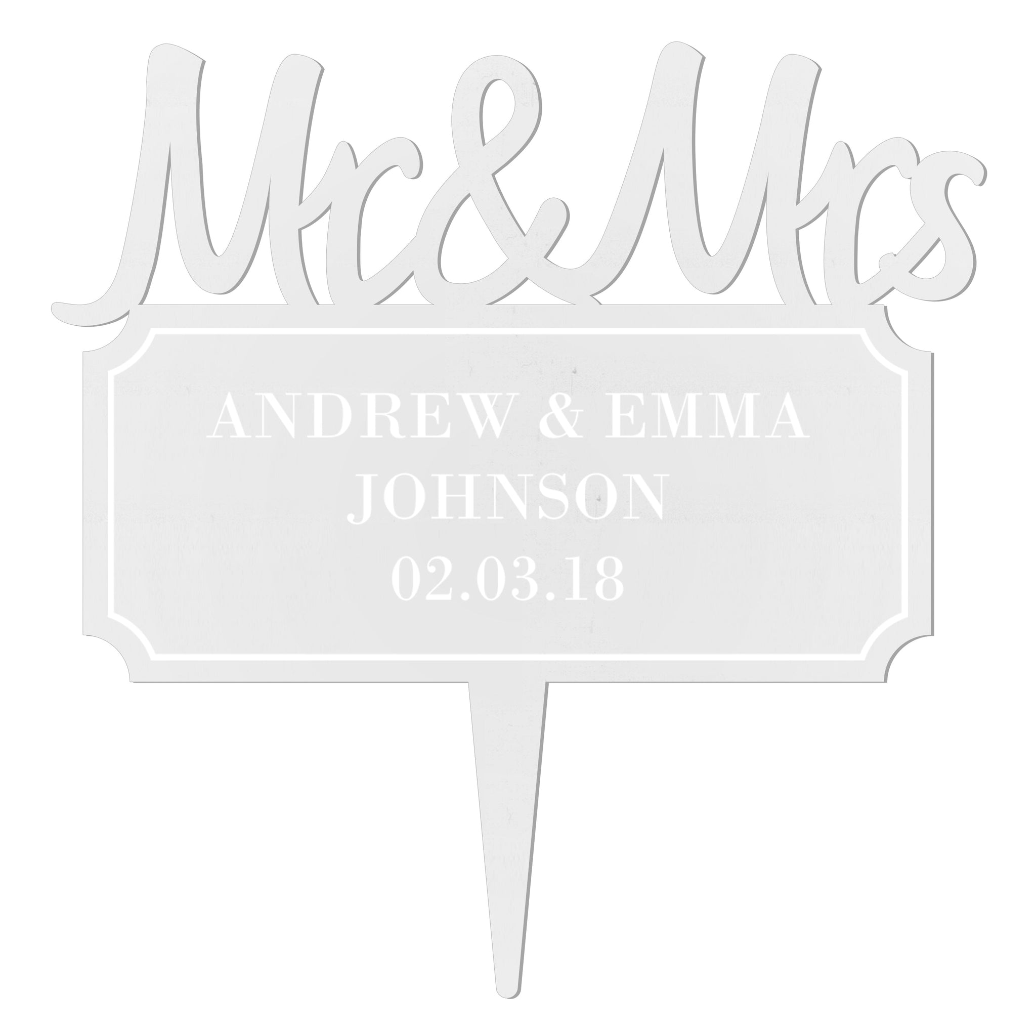 Personalised Mr & Mrs Plaque Acrylic Cake Topper: 2 - Keepsakes By Gift Moments
