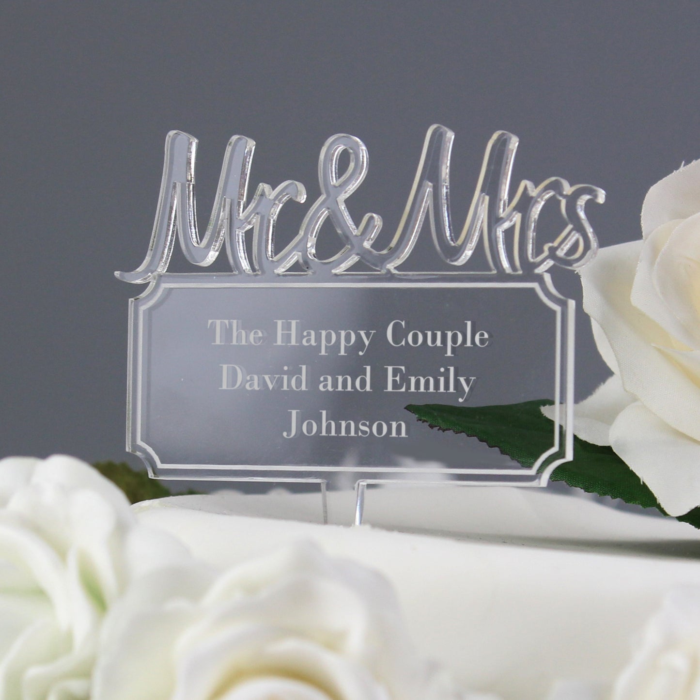 Personalised Mr & Mrs Plaque Acrylic Cake Topper: 3 - Keepsakes By Gift Moments