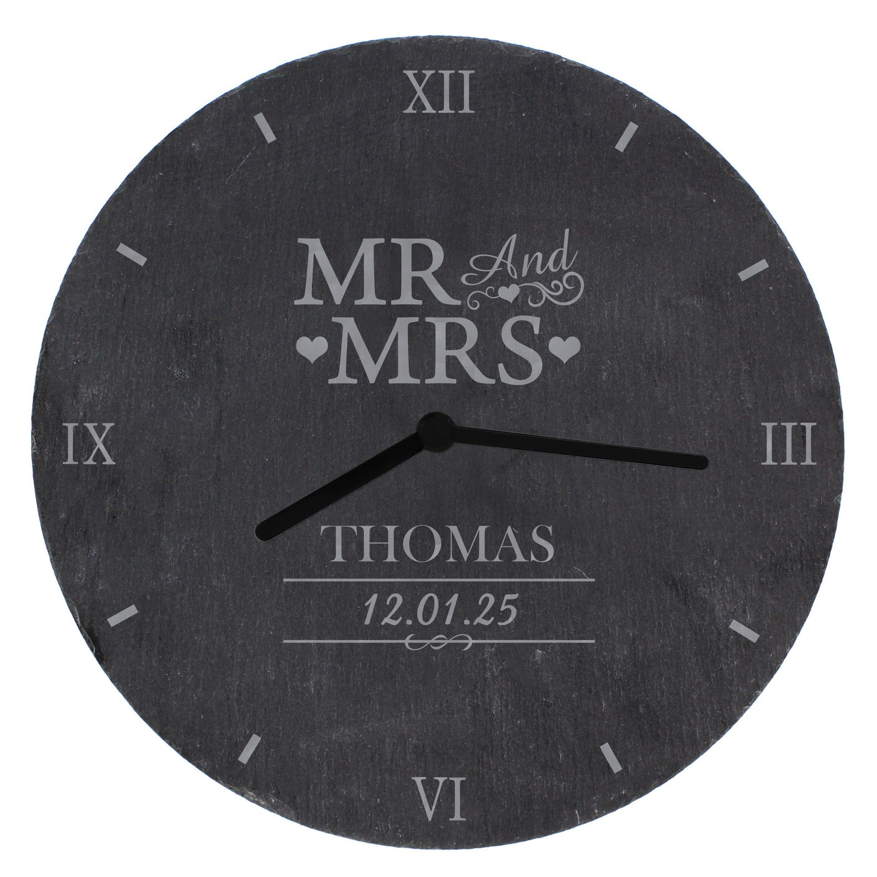 Personalised Mr & Mrs Slate Clock - Shop Clocks At Gift Moments - 5